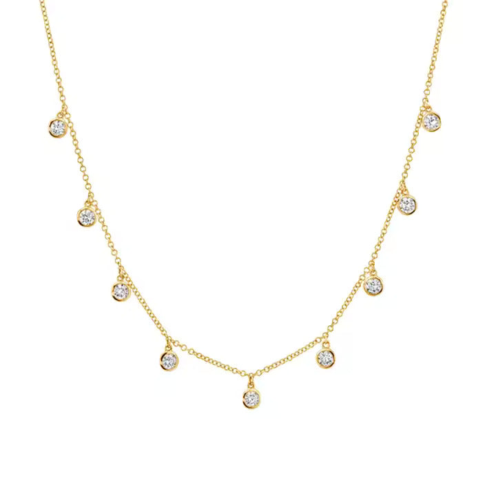 Diamond Bezel Drops Necklace