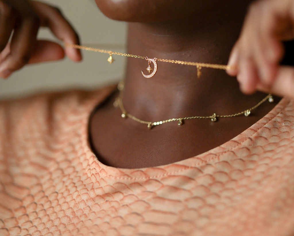 glitter moon necklace