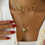 Pearl Tide Heart Carabiner Charm Necklace