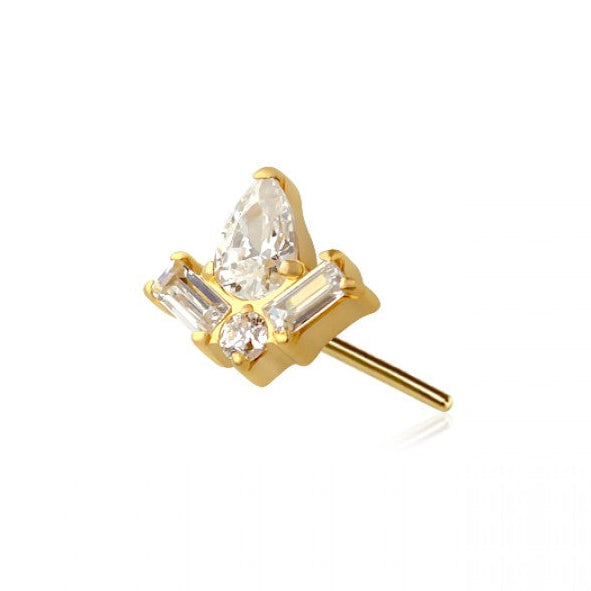 Baguette Tear Drop Threadless Titanium