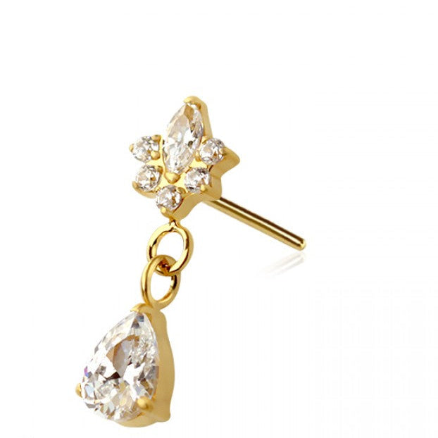 Marquise Starburst Threadless Titanium