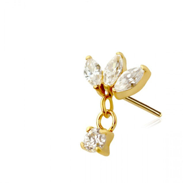 Triple Marquise Threadless 316L