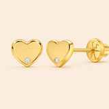 14k Genuine Diamond Heart Earrings