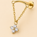 Curved Bar Dangle Flower Threadless 316L