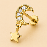 Cresent Moon Dangle Threadless 316L