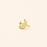 Star With Moon Threadless Titanium
