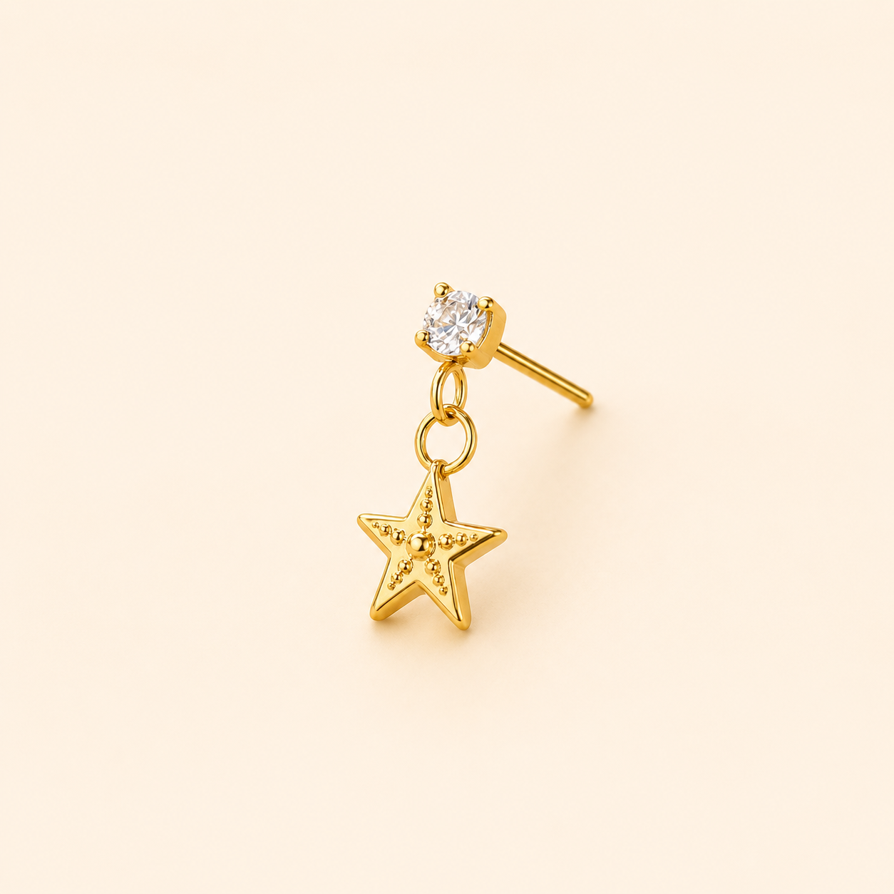 Dangle Star Threadless Titanium Flat Back
