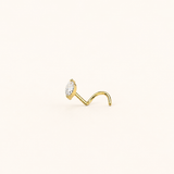 Marquise Gem Corkscrew Nose Stud