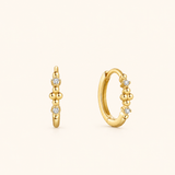 Dainty Beaded Diamond Hoops