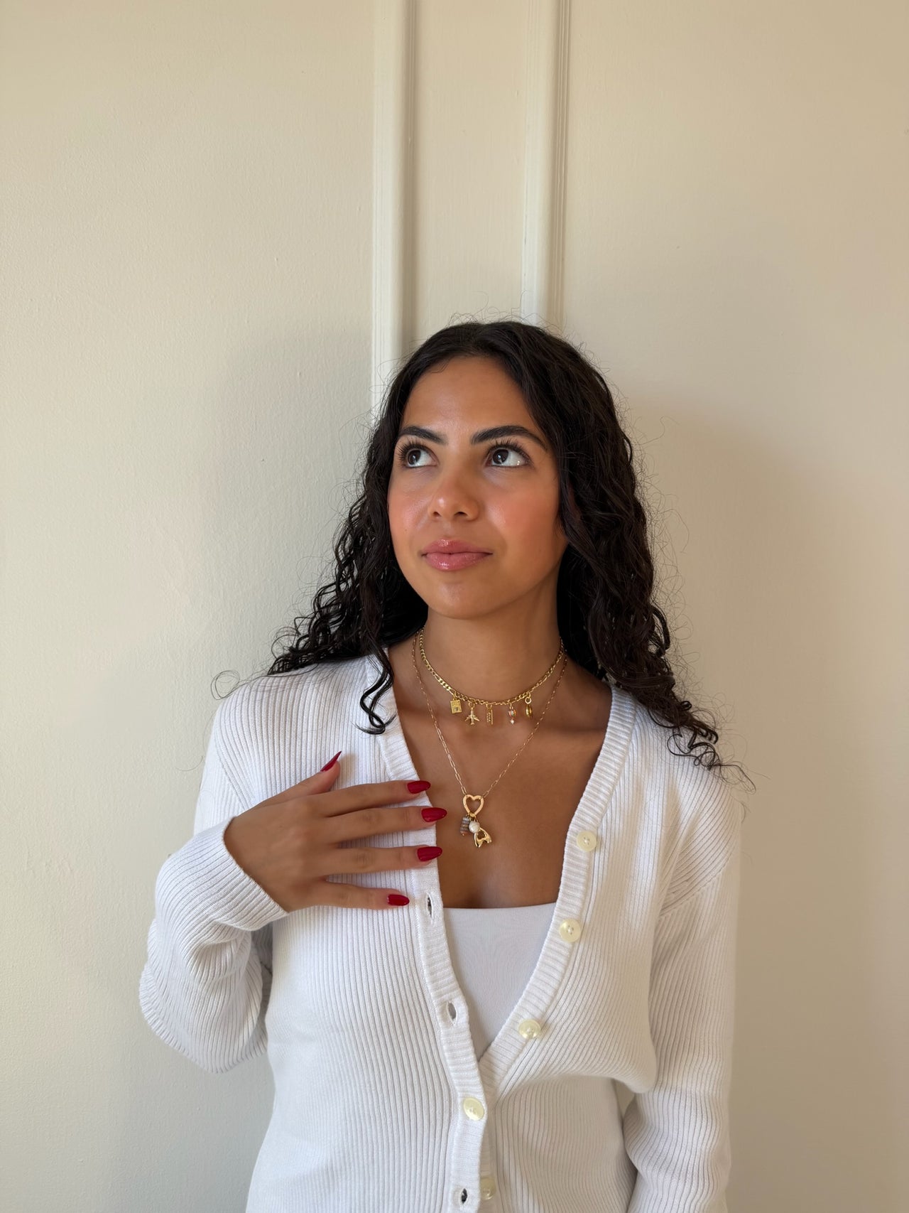 Pearl Tide Heart Carabiner Charm Necklace