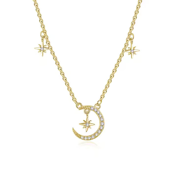 glitter moon necklace