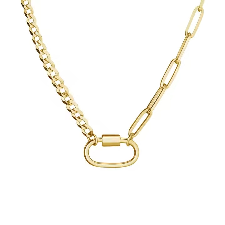 Pave Carbiner Lock Necklace