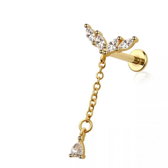 Teardrop Dangle Chain Threadless 316L