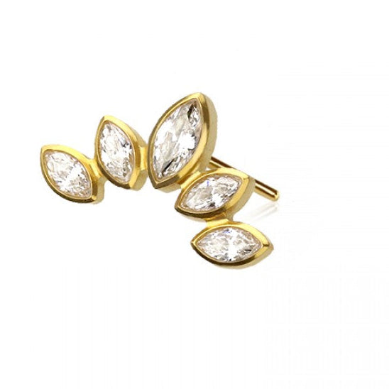 Five Marquise Gem Threadless Titanium