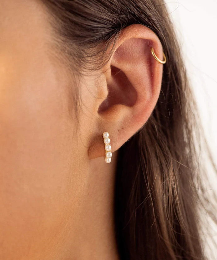 Petite Pearl Hoops