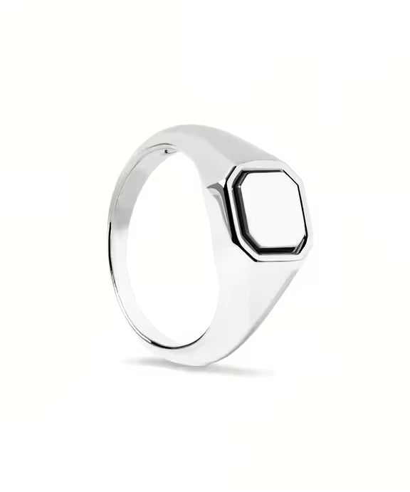E Solid Signet Ring