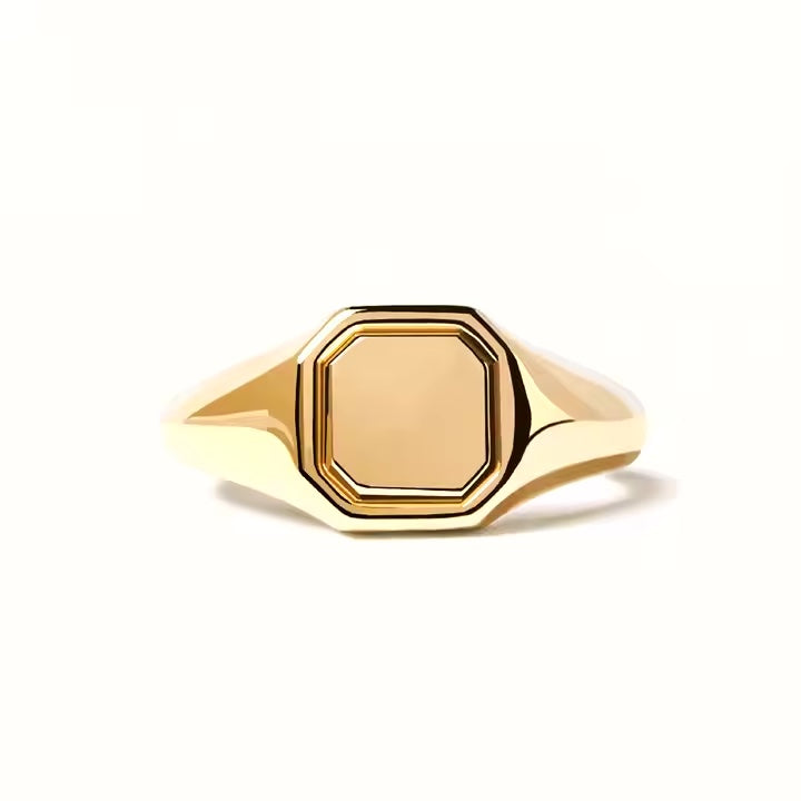 E Solid Signet Ring