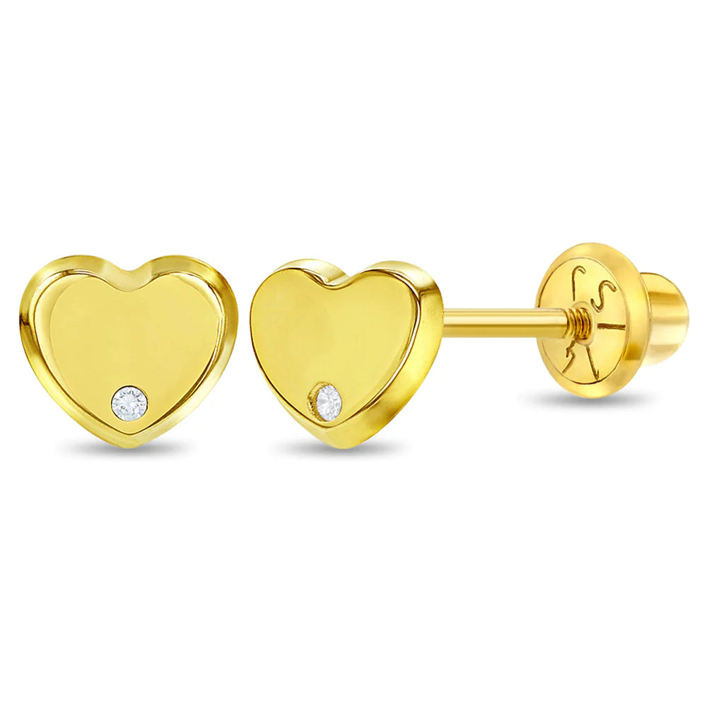 14k Genuine Diamond Heart Earrings