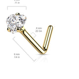 Diamond Heart L-Shape Nose Stud 14K