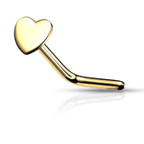 Solid Heart L-Shape Nose Stud