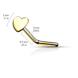 Solid Heart L-Shape Nose Stud