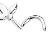 Solid Butterfly L-Shape Nose Stud 14k