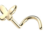 Solid Butterfly L-Shape Nose Stud 14k