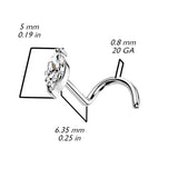 Gem L-Shape Nose Stud 14K