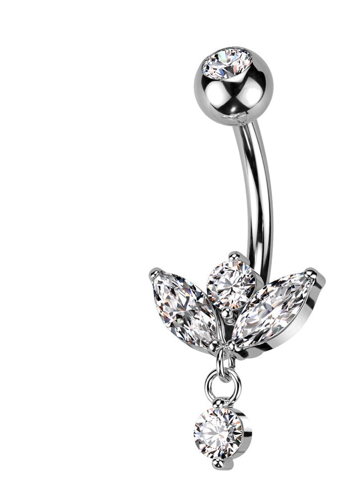 Marquise with Diamond Dangle Belly Ring