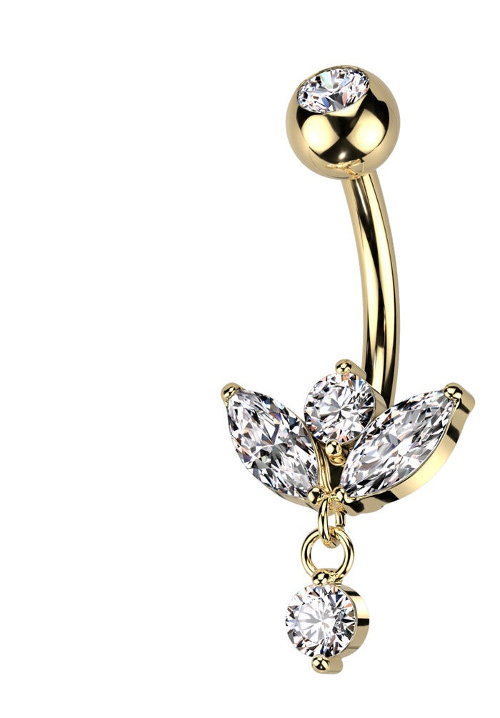 Marquise with Diamond Dangle Belly Ring