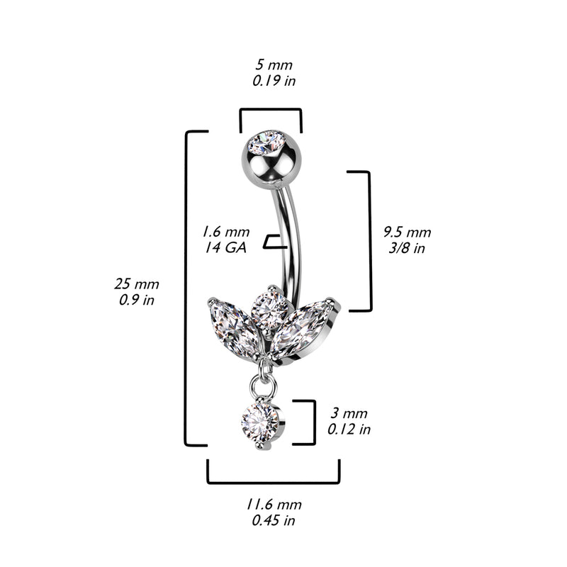 Marquise with Diamond Dangle Belly Ring