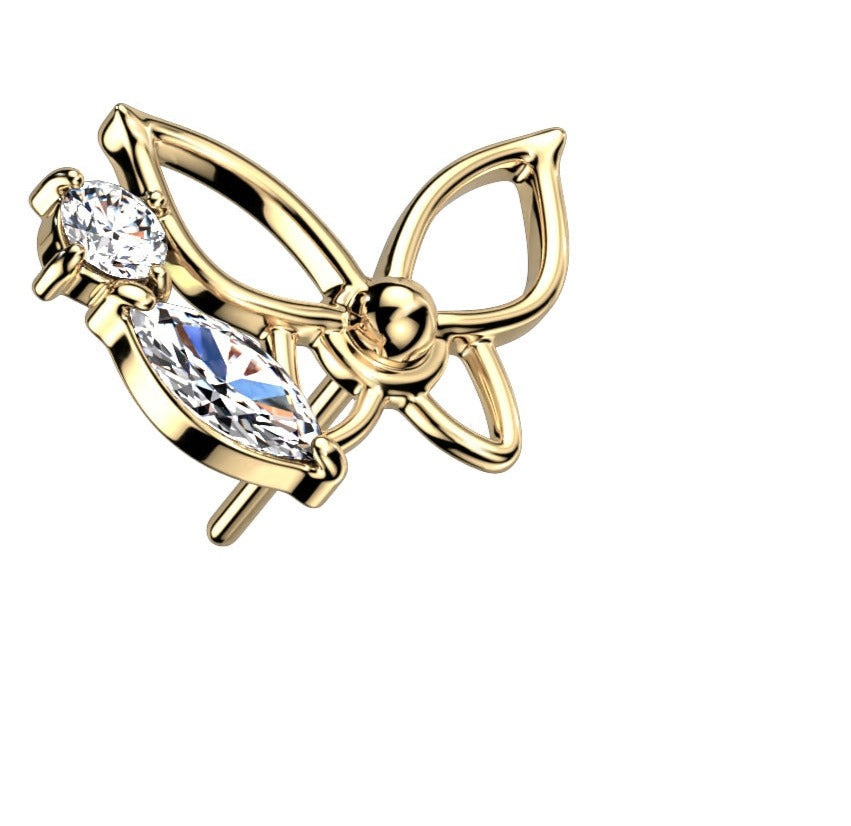 Hollow Gem Butterfly 14K