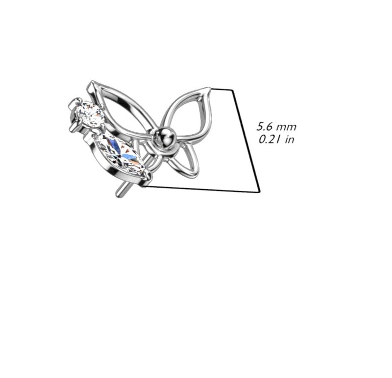 Hollow Gem Butterfly 14K