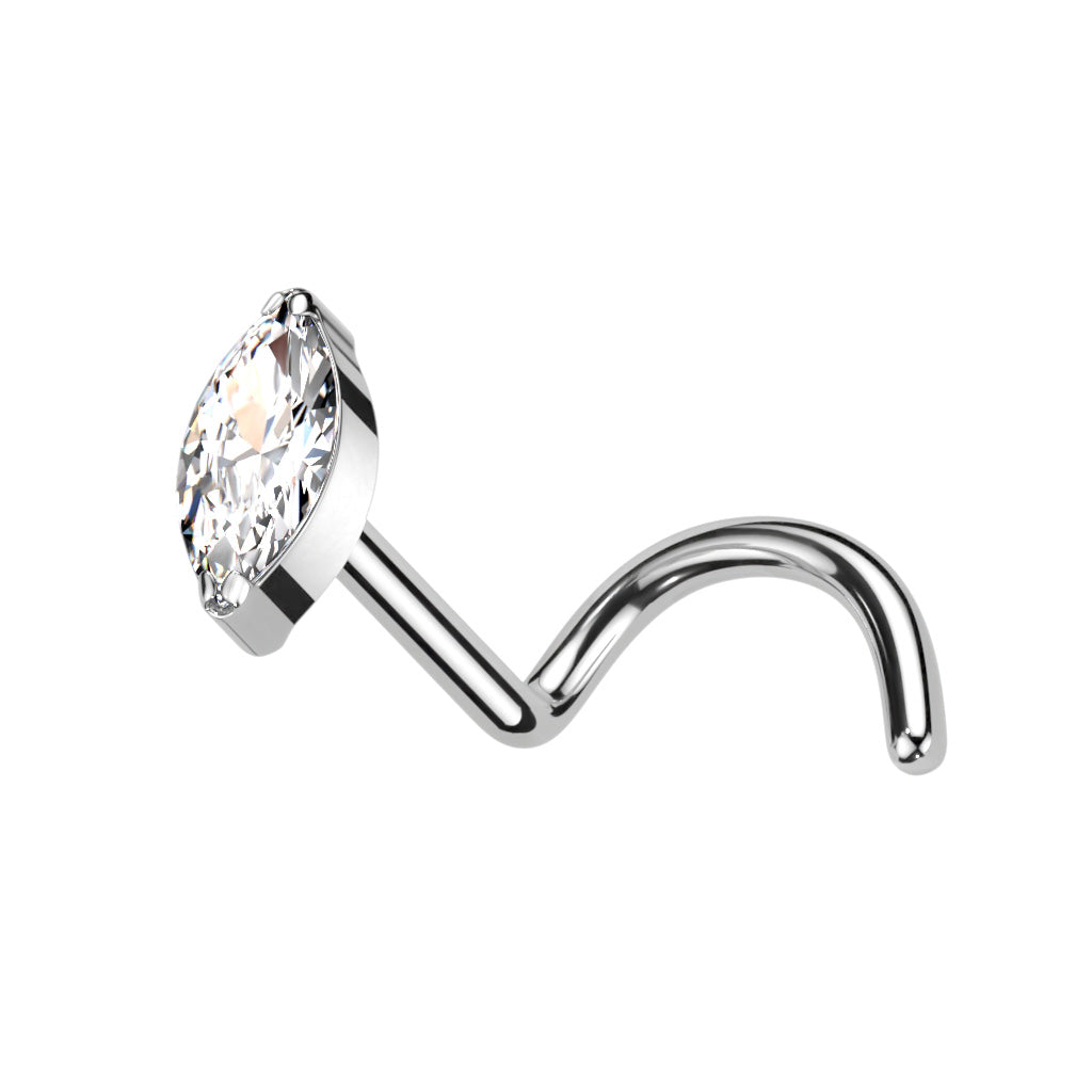 Marquise Gem Corkscrew Nose Stud