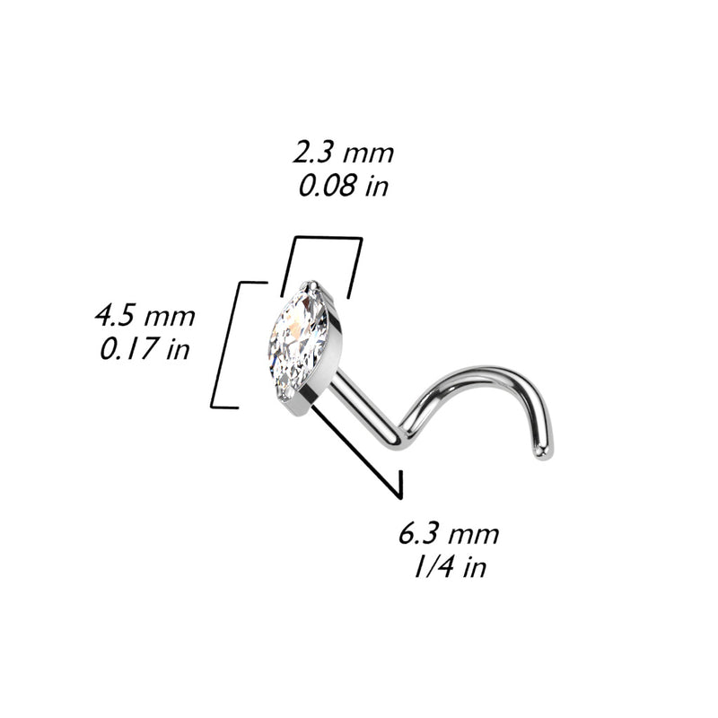 Marquise Gem Corkscrew Nose Stud